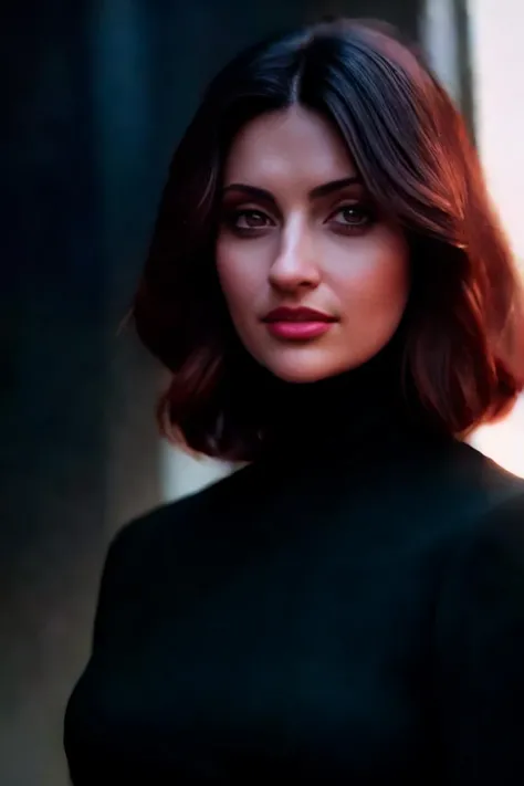 A stunning intricate full color portrait of a woman,wearing a high neck black dress <lora:LowRA:1>, happy, epic character composition,by ilya kuvshinov, alessio albi, nina masic,sharp focus, natural lighting, subsurface scattering, f2, 35mm, film grain , portait, very detailed skin texture <lora:Natash:1> <lora:epiNoiseoffset_v2:1>