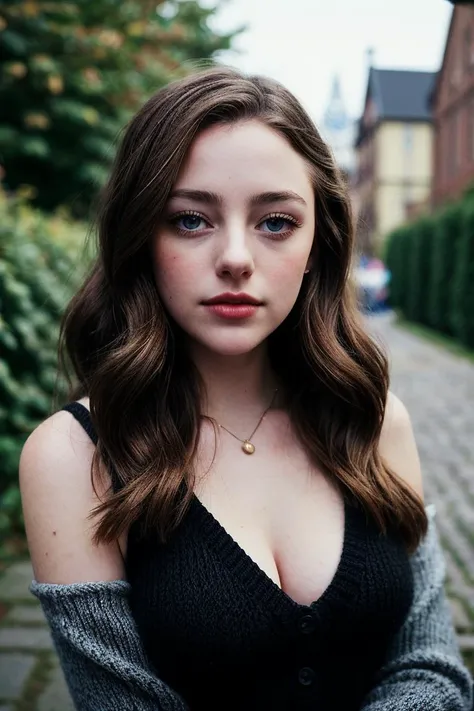 photo of (drrusse11-135:0.99), a beautiful woman, perfect hair, (modern photo, Coffee Brown Cable knit boot cuffs), closeup portrait, 85mm, (analog, cinematic, film grain:1.3), (A serene English garden with a cobblestone path:1.2), detailed eyes, (seductive pose), (epicPhoto), (looking at viewer), jewelry, (cinematic shot:1.3)