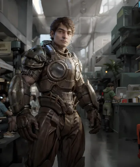 uncle_roger, standing, looking at viewer, (armor, cogarmor2023) <lora:Uncle_Roger:0.9> <lora:cogarmor2023:1>