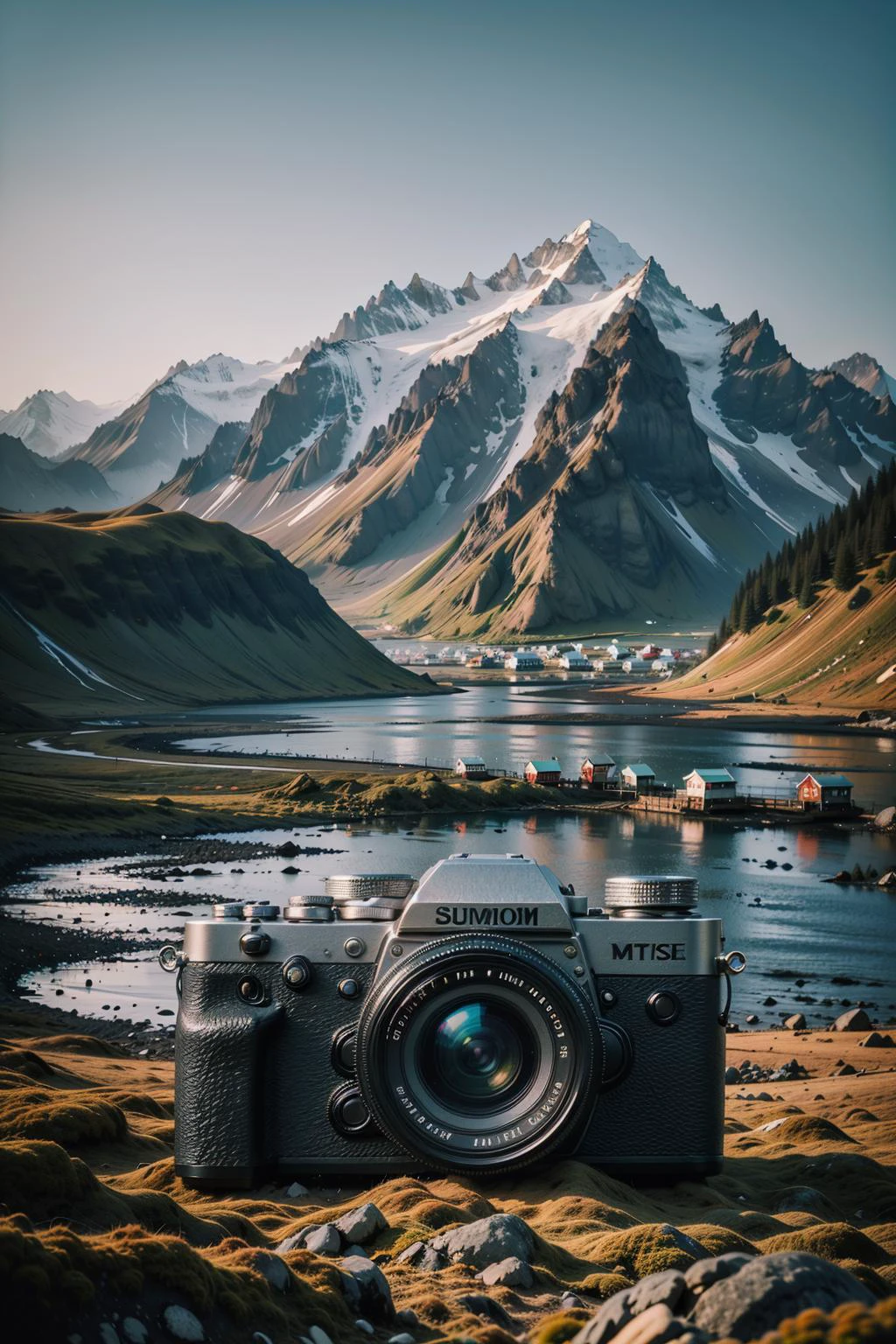 a camera sitting on top of a sandy beach next to mountains and a body of water with houses on it,mountain,scenery,outdoors,ground vehicle,motor vehicle,sky,no humans,car,mountainous horizon,blurry,landscape,
Best quality,masterpiece,ultra high res,<lora:chaoren 1:0.6>,