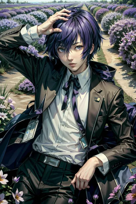 (masterpiece, best quality:1.3)
<lora:epi_noiseoffset2:1> <lora:add_detail:0.7> <lora:Persona3MakotoYuki:0.8>
Persona3MakotoYuki, 1boy, solo, lavender field, midday, bright and vibrant with a sea of purple blooms