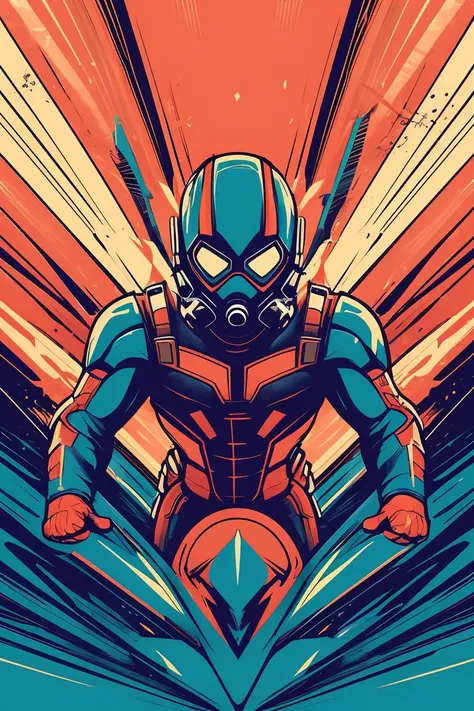 a digital vector art, vintage image of ant-man, graffiti style art, flat color palette,<lora:T-shirt_Design_v1-10:0.8>,