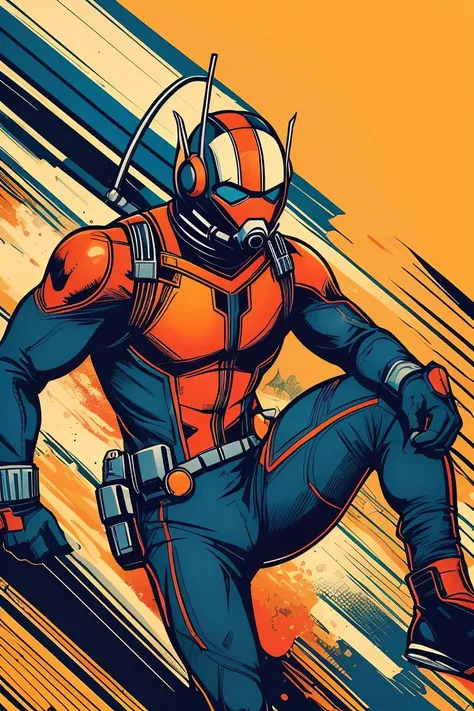 a digital vector art, vintage image of ant-man, graffiti style art, flat color palette,<lora:T-shirt_Design_v1-10:0.8>,