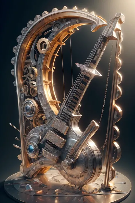 <lora:ral-crystals-sd15:1>, crystalz Silver a steampunk styled lyre constructed from machines and gears,<lora:LowRa:0.1>,<lora:add_detail:0.75>,(Masterpiece:1.3) (best quality:1.2) (high quality:1.1),