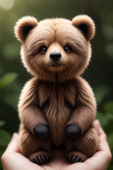 zhibi, chibi, bear, small bear, chibi bear, small, cute, solo, looking at viewer, blurry, black eyes, no humans, depth of field, blurry background, animal,  realistic, animal focus, whiskers <lora:ral-zhibi:0.7>
