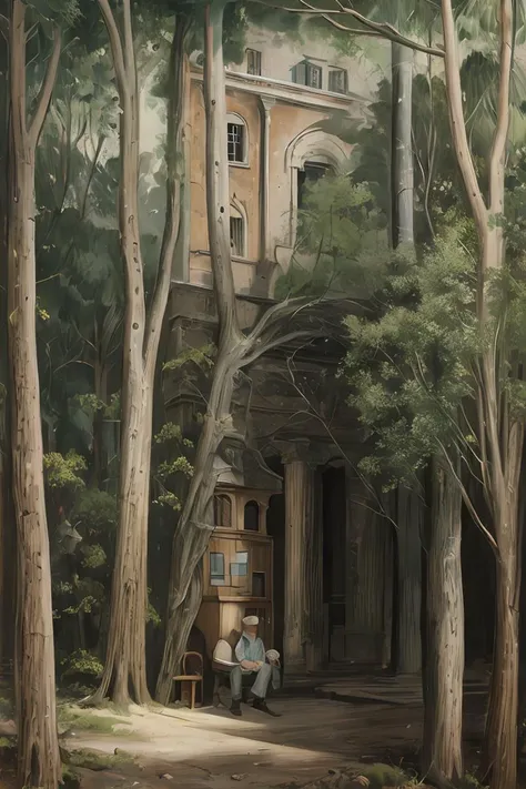 cub1 artstyle, brain,old man,tree, <lora:Cubism_artstyle:1>