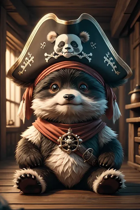 <lora:ral-furpirates:0.8>, fur pirates, cartoon panda bear wearing pirate hat, no humans, masterpiece, 8k, high resolution, shallow depth of field, sharp focus