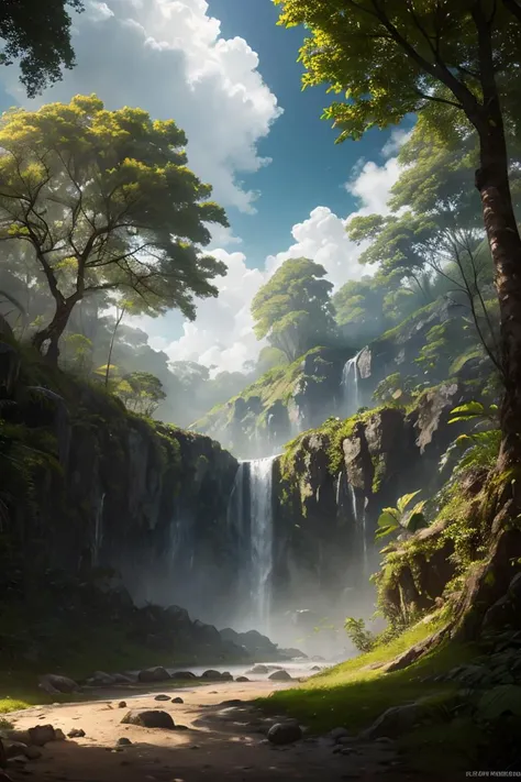 HDRI, Raw photo, high detailed, jungle, clouds, fantasy, art, masterpiece