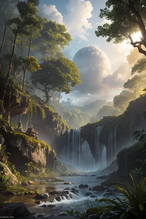 HDRI, Raw photo, high detailed, jungle, clouds, fantasy, art, masterpiece