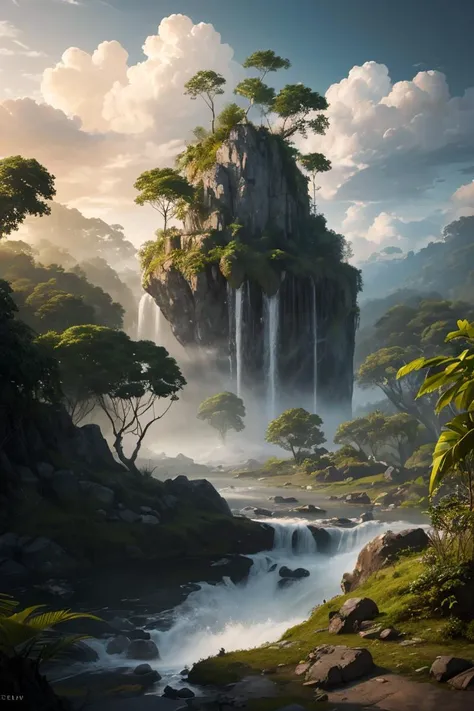 HDRI, Raw photo, high detailed, jungle, clouds, fantasy, art, masterpiece
