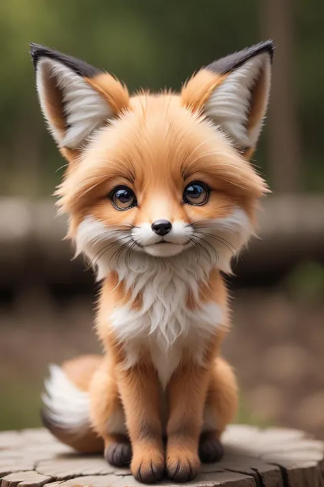 zhibi, chibi, fox, small fox, chibi fox, small, cute, solo, looking at viewer, blurry, black eyes, no humans, depth of field, blurry background, animal, cat, realistic, animal focus, whiskers <lora:ral-zhibi:0.7>