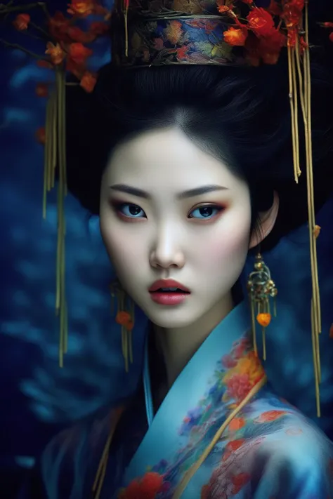 <lora:Zhang Jingna Style:1>Zhang Jingna Style - a close up photograph of the most beautiful 21 year old asian woman alive, colorful fantasy realism zhang jingna,dramatic and stunning award winning photo, dramatic linear delicacy, shot on Sony aiii high resolution digital camera, hyper realistic skin, global illumination, very natural features, Super clear skin texture,TIME cover photo,32K f/11