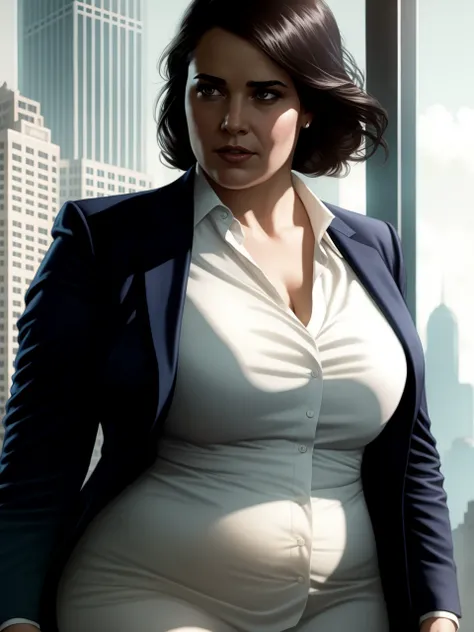 cyberpunk corporate woman, overweight, comics page | | realistic shaded, fine details, realistic shaded lighting poster by greg rutkowski, diego gisbert llorens, magali villeneuve, artgerm, jeremy lipkin and rob rey