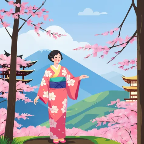 a japanese woman wearing a kimono, uran_style