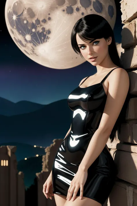 1girl, (comics art designed by Peter Milligan:1.3) , dark Unity Engine, stylized, long shot of a Rave Fashion Squealing ("The Ruins of James Bond":1.3) , Cream mountains and hillside, Moon in the night, Panorama, Contemporary, Evil, Private Press, short lighting, telephoto lens, Colorful, Plain white background, Complex background, Flickr, extremely detailed CG Unity 8k wallpaper, cartoony