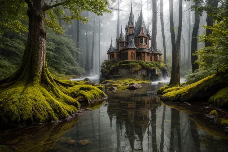 fantasy seaside landscape, absurdres, beautiful, ((masterpiece, best quality, intricate details:1.2)) highres, ((fantasy forest:1.4)), realistic, UHD, sharp focus, mesmerizing, ultra detailed, high texture resolution, breathtaking, photorealistic, 32k, crisp colors <lora:add_detail:1> epiCPhoto OverallDetail, vivid colors