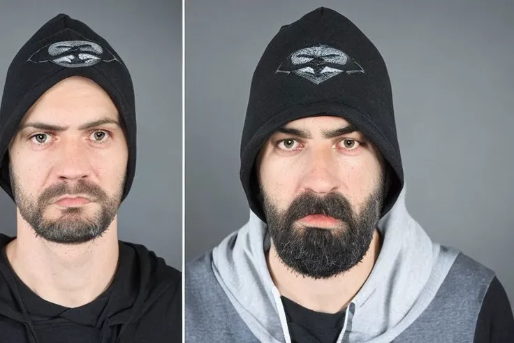 hood on, angry , no cry
