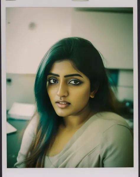 EeshaRebba, photograph, Broken, Refreshing buxom Girl, Tailor, Confused, film grain, Polaroid, macro lens, <lora:EeshaRebbaSDXL:1>