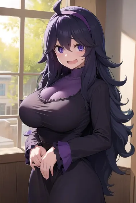 hexmaniac, <lora:hex maniac-lora-nochekaiser:1>,
(hex maniac:1.5), hairband, messy hair, (purple eyes:1.1), purple hair, purple hairband, @ @, <lora:wavymouth_type1_v100:1>, open mouth,
BREAK black dress, dress, long dress, long sleeves, juliet sleeves,
BREAK looking at viewer, upper body, full body, (cowboy shot:1.5),
BREAK indoors, library,
BREAK <lyco:GoodHands-beta2:1>, (masterpiece:1.2), best quality, high resolution, unity 8k wallpaper, (illustration:0.8), (beautiful detailed eyes:1.6), extremely detailed face, perfect lighting, extremely detailed CG, (perfect hands, perfect anatomy),