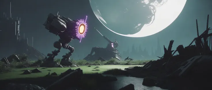 <lora:21AlternateRealities:1>alternative reality: a video game scene with a giant robot in the background
