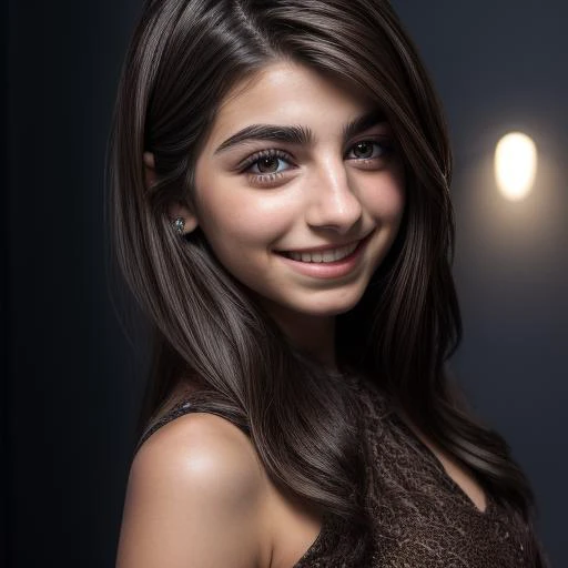(21 y.o.:1.2) Chaya_Single in a dress, closeup photo, detailed (brown eyes:1.2), smile <lora:LowRA:1>