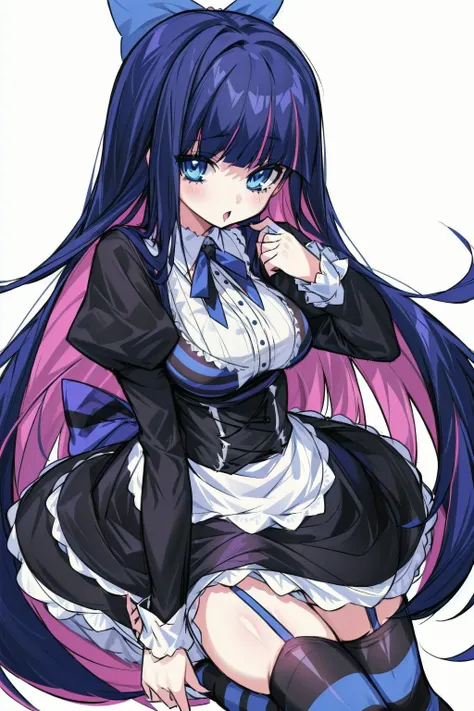 1girl, solo, stocking_anarchy, stocking_\(psg\), black_dress, ta_fashion, striped, striped_legwear, <lora:Karakter - Stocking Anarchy:0.8>, <lora:Jav - Detail Tweaker:0.5>