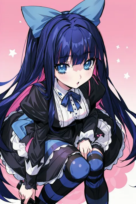 1girl, solo, stocking_anarchy, stocking_\(psg\), black_dress, ta_fashion, striped, striped_legwear, <lora:Karakter - Stocking Anarchy:0.8>, <lora:Jav - Detail Tweaker:0.5>