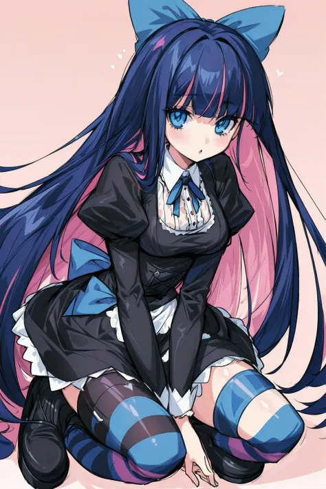 1girl, solo, stocking_anarchy, stocking_\(psg\), black_dress, lolita_fashion, striped, striped_legwear, <lora:Karakter - Stocking Anarchy:0.8>, <lora:Jav - Detail Tweaker:0.5>