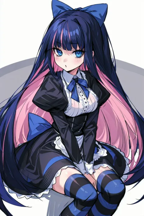 1girl, solo, stocking_anarchy, stocking_\(psg\), black_dress, ta_fashion, striped, striped_legwear, <lora:Karakter - Stocking Anarchy:0.8>, <lora:Jav - Detail Tweaker:0.5>