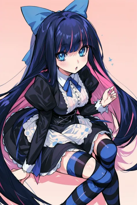 1girl, solo, stocking_anarchy, stocking_\(psg\), black_dress, lolita_fashion, striped, striped_legwear, <lora:Karakter - Stocking Anarchy:0.8>, <lora:Jav - Detail Tweaker:0.5>