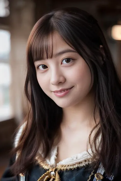 (8k, RAW photo, best quality, masterpiece:1.2), (realistic:1.3), (photorealistic:1.3), ultra-detailed, cinematic, (high detailed skin:1.2), 8k uhd, dslr, down lighting, 1girl, black long hair, Blunt bangs, Natural breasts, pirate, (looking at the camera with smile), <lora:koreanDollLikeness_v20:0.1> <lora:japanesedolllikenessV1_v15:0.2> <lora:kanna_lora-05:0.8> <lora:Blackhole:0.5> <lora:flat2:-0.5>