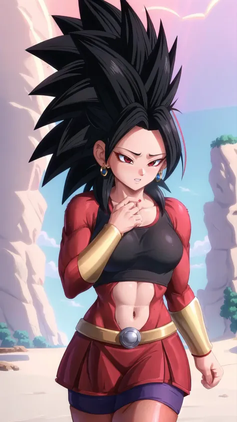 <lora:Kale - Dragon Ball Super:0.75> defKale, 1girl, black hair, skinny, tall female, (tan:1.25), red eyeshadow, BREAK, (high ponytail:1.25), crop top, bracer, red skirt, shorts under skirt, shy, hair over one eye, BREAK, <lora:Super_Saiyan_4_Caulifla:0.65> Super Saiyan 4 Caulifla, Super Saiyan 4, (body fur:1.5), fur, (red fur:1.25), (monkey tail:1.25), jewelry, BREAK, aura, energy, white aura, BREAK,, masterpiece, best quality, extremely detailed, highly quality, 4k, sharp focus, professional, sharp focus, award winning, cinematic lighting, octane render, unreal engine, volumetrics dtx, Wallpaper,