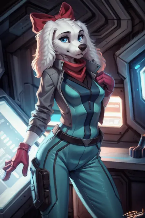 uploaded on e621, (by Wildering, by Koul, by fluff-kevlar, by aycee), solo, female wolf, wolf ears, neck tuft, hip tuft, leg tuft, wolf tail, ((black sclera, purple iris)), ((stewardess uniform)), (masterpiece), (best quality), (anthro furry:1.3, snout:1.2, anthro:1.3, furry:1.2, solo female:1.2), (hourglass figure), (wide hips), (thick thighs), ((huge breasts)), (suggestive pose), (((black stripes on body, grey fur))) BREAK ((white hair)), (airplane interior background, depth of field, ambient light on the body), (intricate:0.7), (high detail:1.3), (unreal engine:1.3), (sharp focus:1.15), (masterpiece, best quality, 4k, 2k, shaded, absurd res), ((leather collar)), (((first person view))), ((looking at viewer)), ((leaning forward)), ((down cleavage view))