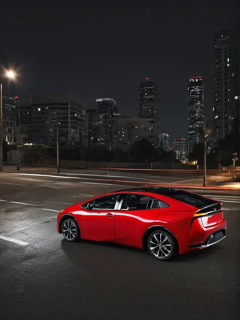 tprius, red car on the road at night, headlights on, highly detailed,
<lora:ToyotaPrius2023_SDXL:0.8>