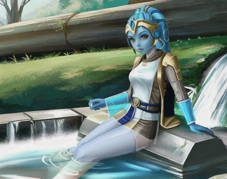 Tikal,blue eyes,animal nose, black tipped nose,orange hair,orange fur,tail,furry, white gloves ,bracelet, jewellery, bandages, naked,looking at viewer, serious, happy, (blush:1.2)
submerged in water, river, mayan village, forest, floating moutain, extreme detail, hdr, fantasy quality, <lora:Tikal-10:.8>