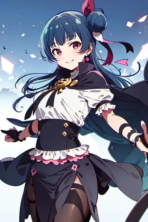 ((masterpiece,best quality)), absurdres,
<lora:Yohane_Genjitsu_no_Yohane:0.7>, Yohane_Genjitsu_no_Yohane, single side bun, black capelet,
solo, smiling, looking at viewer, cowboy shot,
magic shop, cinematic composition, dynamic pose,