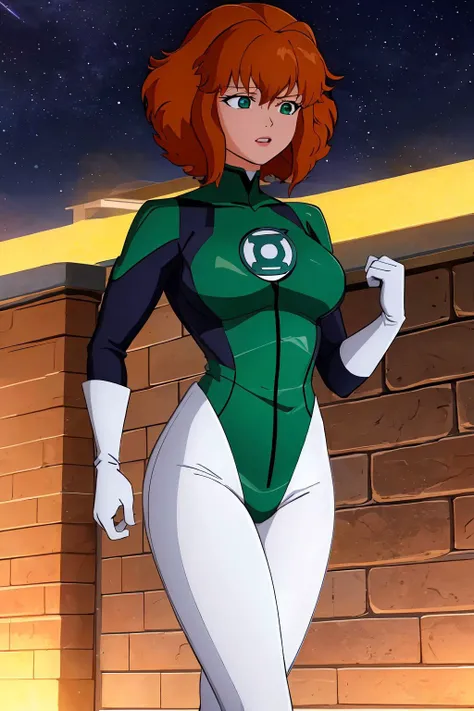 masterpiece, best quality, April O'Neil <lora:April O'Neil_v1:0.8>, green lantern costume <lora:Green Lantern Costume_v1:1>, white gloves