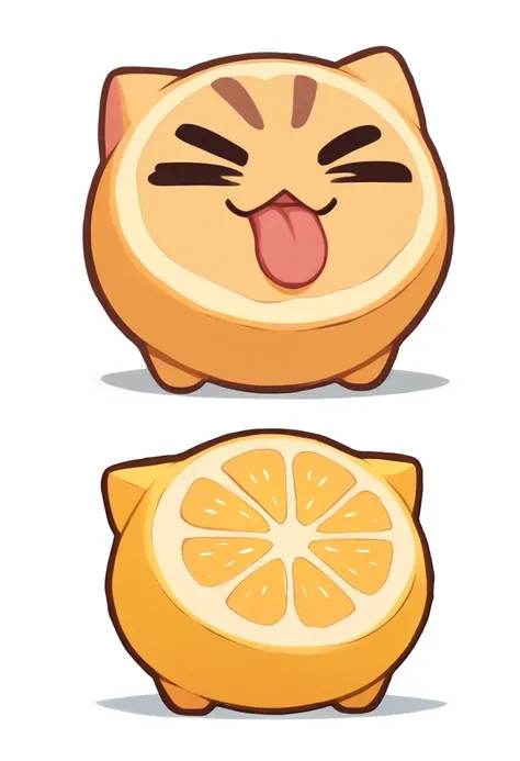 score_9,score_8_up,score_7_up,animal focus, no humans, nekoemoji, cat,thourlemon, chibi, 2koma, multiple views,lemon slice, holding fruit, tongue out,
<lora:meme_thour_ponyXL:1> <lora:discord_nekonekonekone_ponyXL:0.8>
