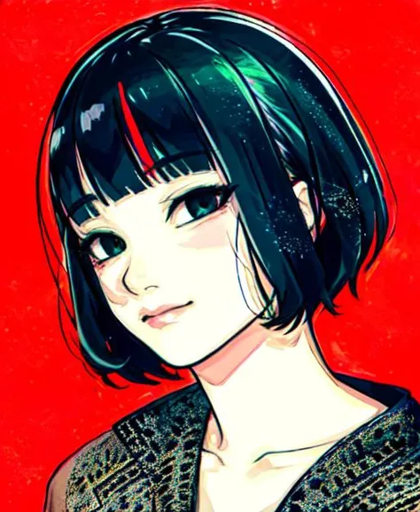 portrait, masterpiece, in the style of <lora:sui_ishida_v1-000003:0.6>, colorful, ishida sui, abstract background