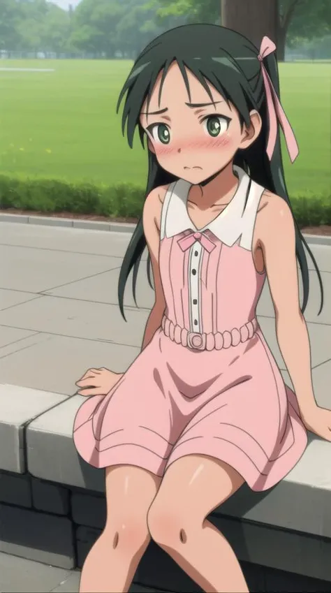 masterpiece, best quality,
francesca lucchini, 1girl, hair ribbon, blush, looking away,
sundress, pink dress,
outdoors, park,
<lora:strike-witches-501st-francesca-lucchini:0.8>