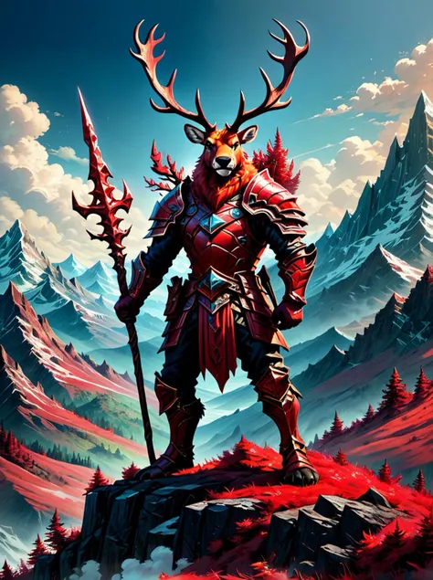 score_9,score_8_up,,score_7_up,,<lora:art_deco_pony:0.8>,
artdecostyle, weapon, 1boy, mountain, armor, solo, polearm, male focus, antlers, furry, sky, furry male, spear, outdoors, standing, cloud, holding, holding weapon, gloves