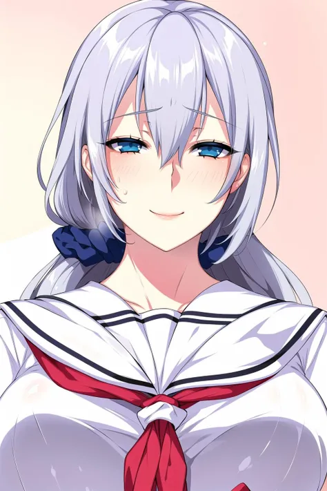 Simple White Background,
school uniform, shirt and red tie,sailor collar, serafuku,
<lora:Crea_russian_milf-KK77-V1:0.7>,
white hair,blue eyes ,hair between eyes,Bangs,long hair,
<lora:Mariana_Luciano_NON_VIRGIN-KK77-V1:0.3>,<lora:more_details:0.1>,
1 girl, 20yo,Young female,Beautiful Finger,Beautiful long legs,Beautiful body,Beautiful Nose,Beautiful character design, perfect eyes, perfect face,expressive eyes,perfect balance,
looking at viewer,(Focus on her face),closed mouth, (innocent_big_eyes:1.0),Light_Smile,
official art,extremely detailed CG unity 8k wallpaper, perfect lighting,Colorful, Bright_Front_face_Lighting,shiny skin, 
(masterpiece:1.0),(best_quality:1.0), ultra high res,4K,ultra-detailed,
photography, 8K, HDR, highres, absurdres:1.2, Kodak portra 400, film grain, blurry background, bokeh:1.2, lens flare, (vibrant_color:1.2),professional photograph, 
(Beautiful,large_Breasts:1.4), (beautiful_face:1.5),(narrow_waist),