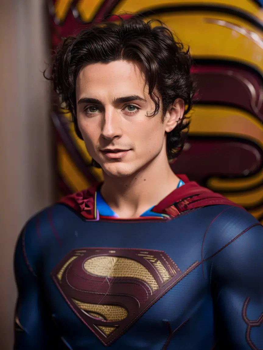 t1m0thee, wearing (superman suit:1.2), looking at viewer, 8k uhd, dslr, high quality, film grain, Fujifilm XT3
<lora:TimotheeDoguV1:0.92>