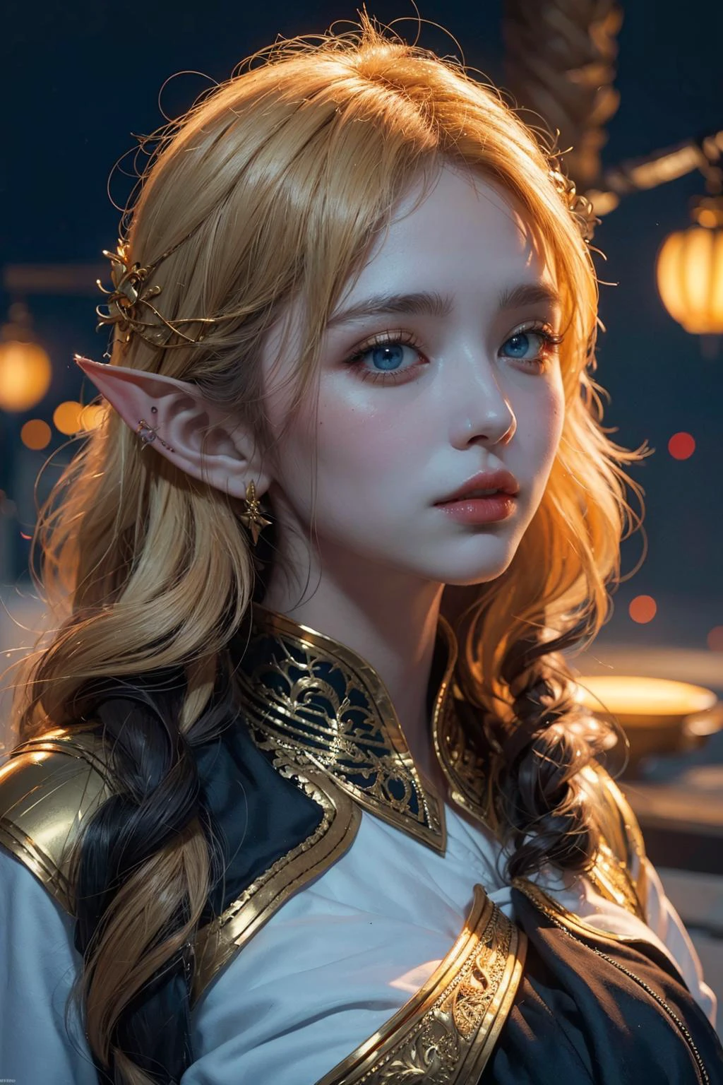 official art, unity 8k wallpaper, ultra detailed, beautiful and aesthetic, masterpiece, best quality, (zentangle, mandala, tangle, entangle), (fractal art:1.3) , 1girl, ((elf priestess, blonde, blue eyes, white robe with golden ornaments intricate datailed)), extremely detailed, dynamic angle, cowboyshot, the most beautiful form of chaos, elegant, a brutalist designed, vivid colours, romanticism, by james jean, roby dwi antono, ross tran, francis bacon, michal mraz, adrian ghenie, petra cortright, gerhard richter, takato yamamoto, ashley wood, atmospheric