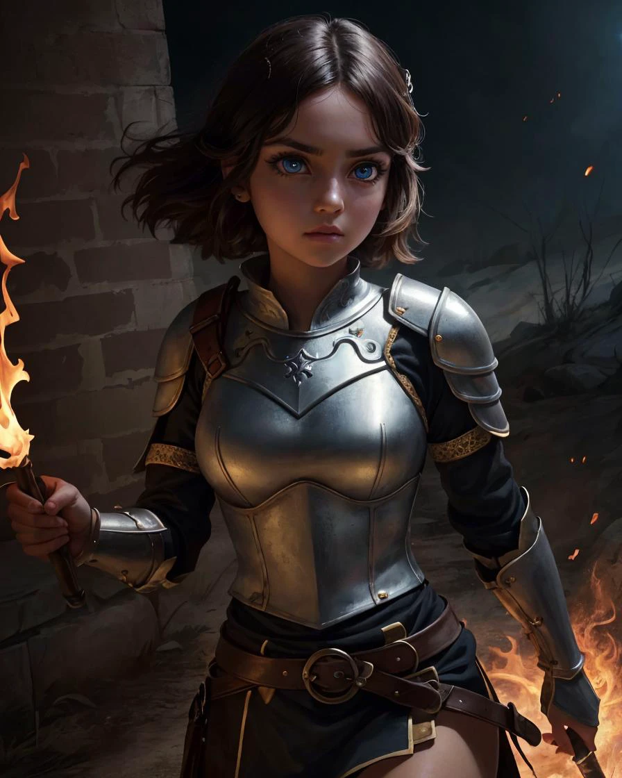 ((8k, masterpiece, best quality, ultra-detailed)), (an extremely delicate and beautiful, beautiful detailed eyes, hyperrealistic), fantasy,
kawaii, cute, very big eyes, Aesthetic Anime Eyes, small face,
1girl, solo, warrior, large breasts,
looking at another, scared,
torch, short sword, leather armor,
dungeon, dark,
(cowboy shot),
<lora:dungeon_v2.0:0.>,<lora:NonHentaiElf_v10:0.9>