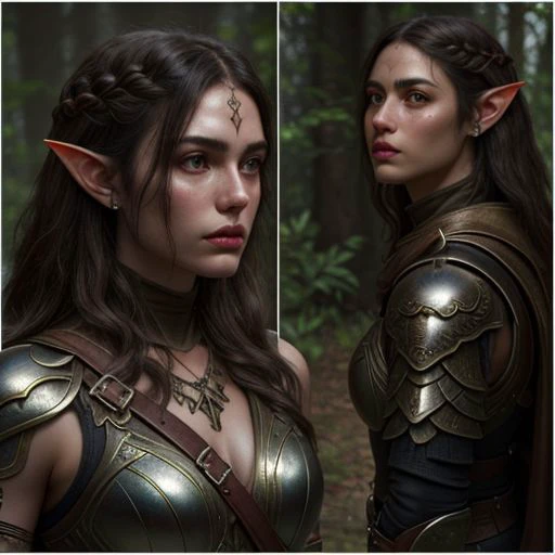 ((masterpiece, best quality, highres, realistic, best quality,)) Perfect Face, (detailed face). elf ears, man, ((masterpiece: 1.4, perfect face, best quality: 1.2)), ultra highly detailed, detailed eyes, delicate hair details, <lora:GoodHands-vanilla:0.6> <lora:add-detail-xl:0.8>, leather armor, embosed, Toned male, ((masterpiece: 1.4, perfect face, best quality: 1.2)), ultra highly detailed, detailed eyes, delicate hair details, devilish, intricate details, belt accessories, leather hip belt with pouch on right side of hip, leather gloves, saturated dark tones, fantasy aesthetic,(flat saturated colors), fine details, intense,(lineart:1.33), charactersheet, reference sheet, multiple views, elf ears, tribal tattoos on arms, ornate Bow, Black Longbow held by the handle in the right hand, rune symbols, necklace, no facial jewelry, Firing black bow & arrow