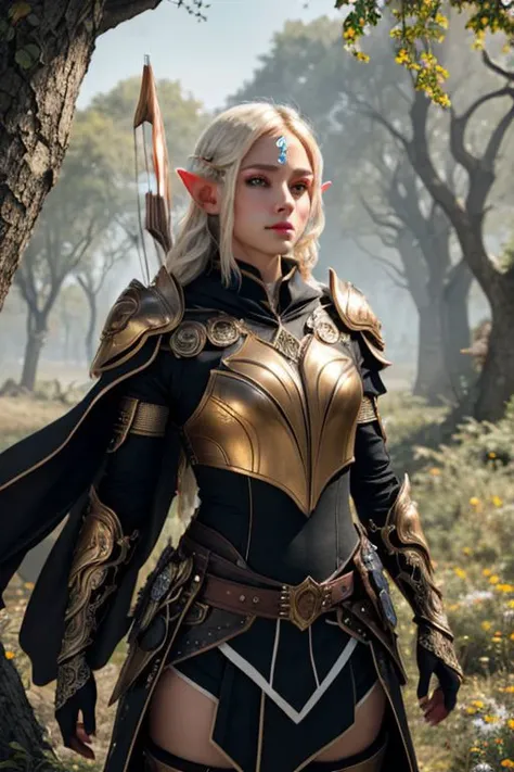 (masterpiece, best quality, highres:1.2), (intricate and beautiful:1.2), (detailed light:1.2), (colorful, dynamic angle),  <lora:edgLnF:0.6> edgLnF, elf, male elf, archer, shooting arrow, elven armor, armor, clothing cutout, pauldrons, wearing edgLnF, (man:1.4)