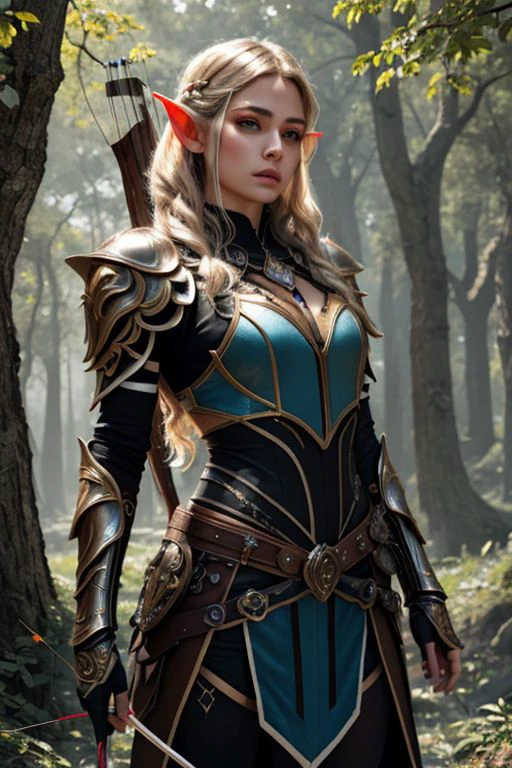 (masterpiece, best quality, highres:1.2), (intricate and beautiful:1.2), (detailed light:1.2), (colorful, dynamic angle), <lora:edgLnF:0.6> edgLnF, elf, male elf, archer, shooting arrow, elven armor, armor, clothing cutout, pauldrons, wearing edgLnF, (man:1.4)