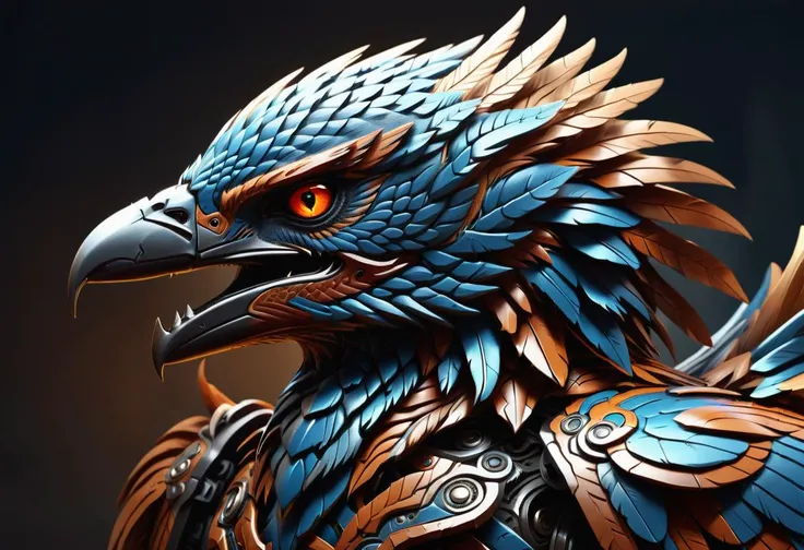 hyper detailed masterpiece, dynamic, awesome quality, DTStyle thunderbird, fictional humanoid creature, robust muscular build, earth toned skin, prominent tusks, brutish, , fantasy, formidable , <lora:DTStyle:1>