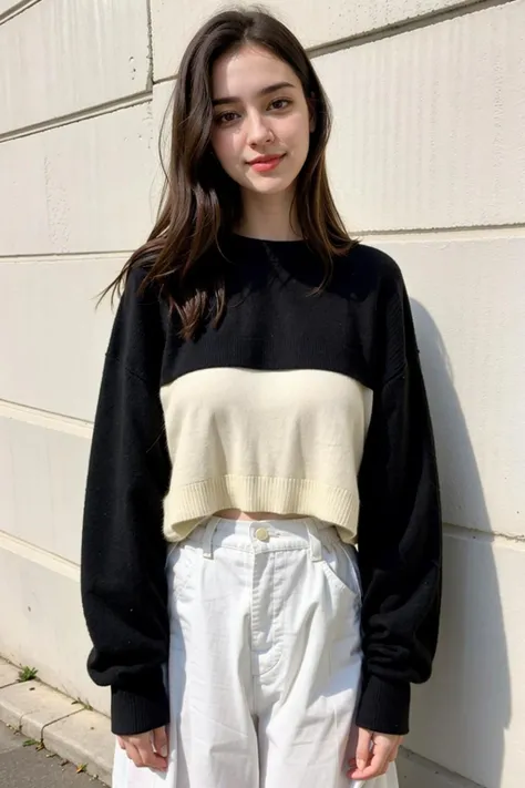 instagram photo, closeup face photo of 22 y.o woman in black sweater, pale skin, (smile:0.4), hard shadows